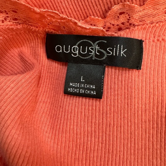 August Silk Cotton Orange Lace Trim Tank Top size Large - Picture 7 of 9